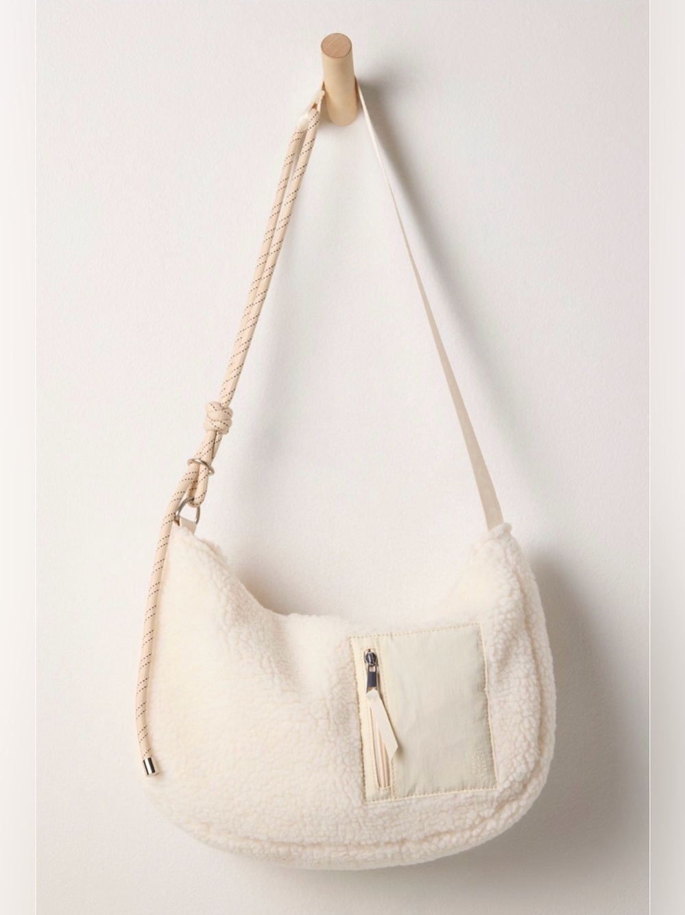 NWT Free People movement slopes Sherpa sling bag- whipped cream
